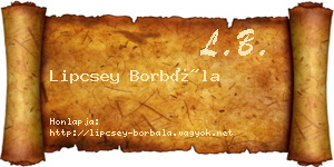Lipcsey Borbála névjegykártya